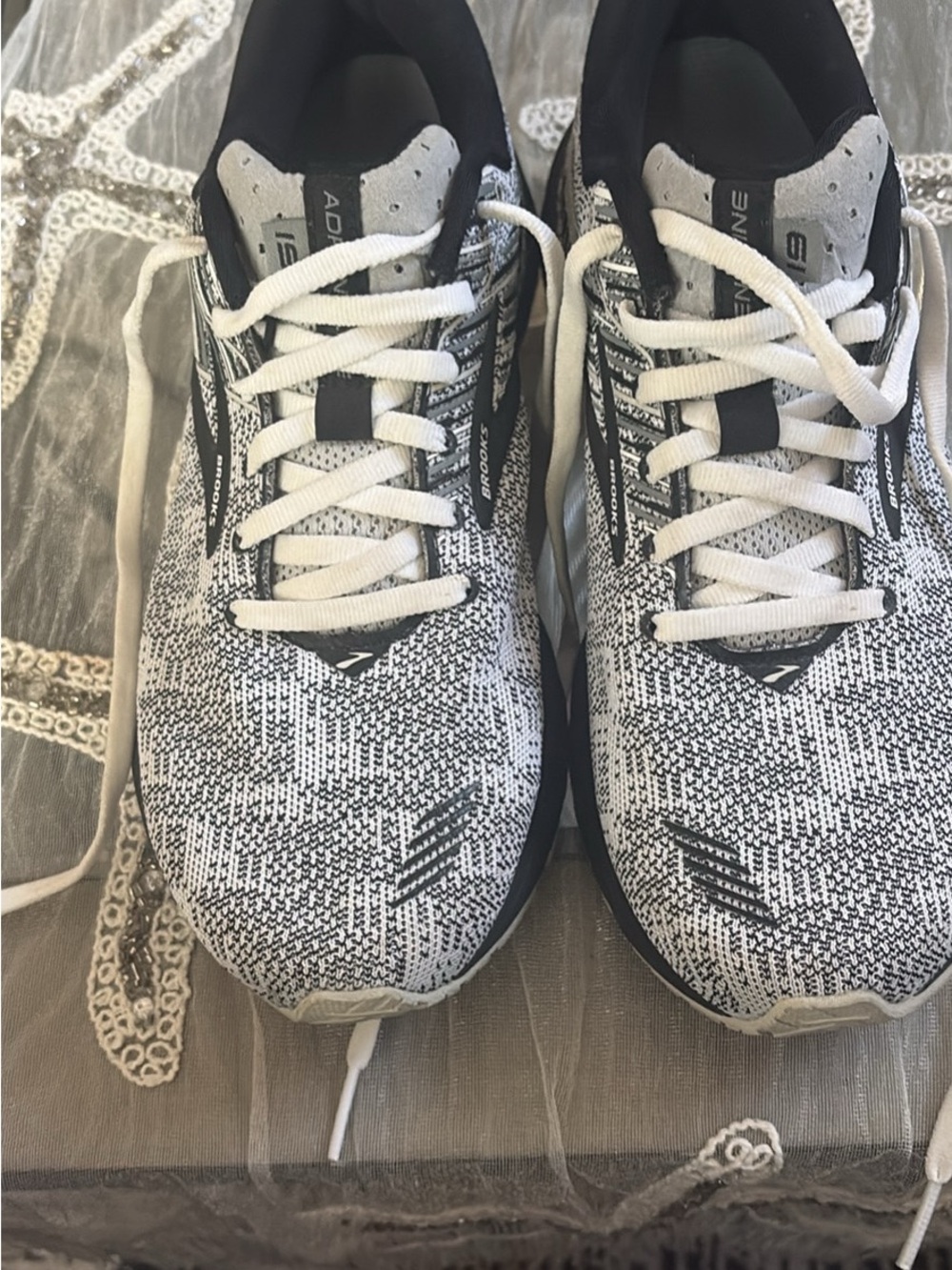 Brooks White and Black Knit  women’s Running Shoes
